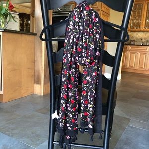Kate Spade Black Floral Scarf